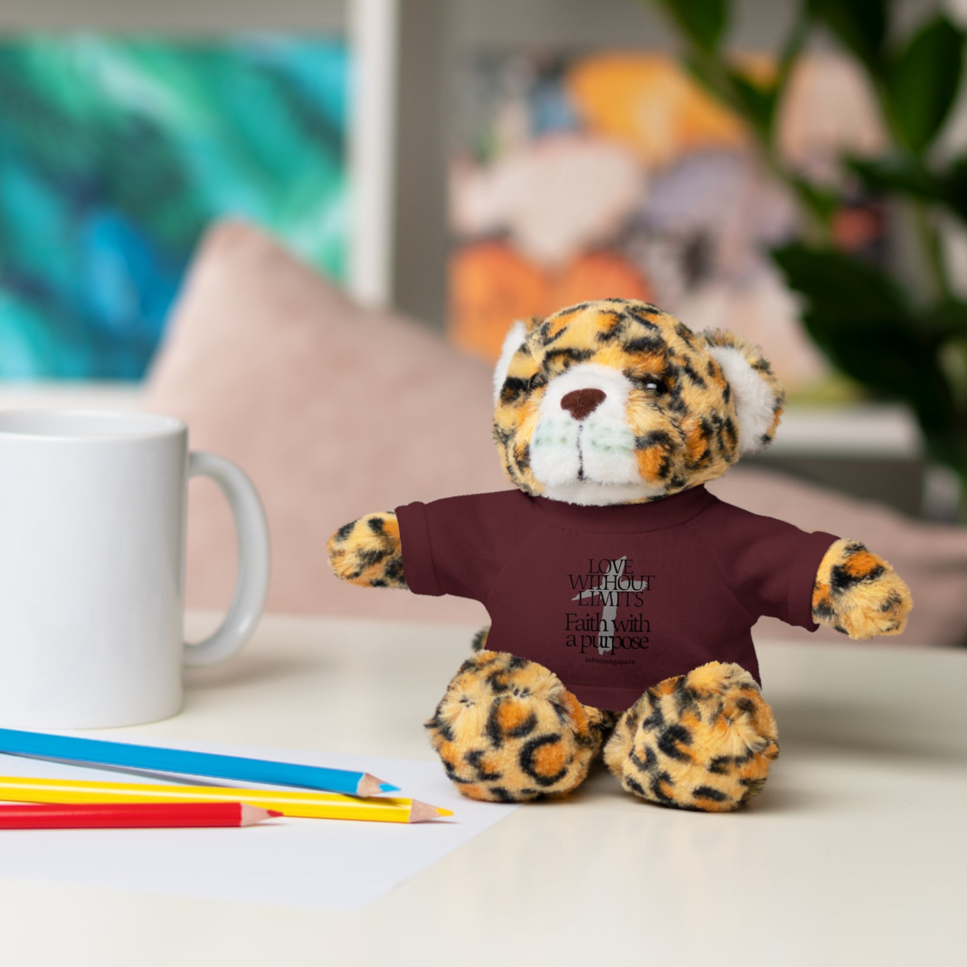 Stuffed Animal Toy with Inspirational Tee, Cuddle Buddy Gift, Faithful Teddy Bear, Nursery Decor, Children’s Adventure Companion