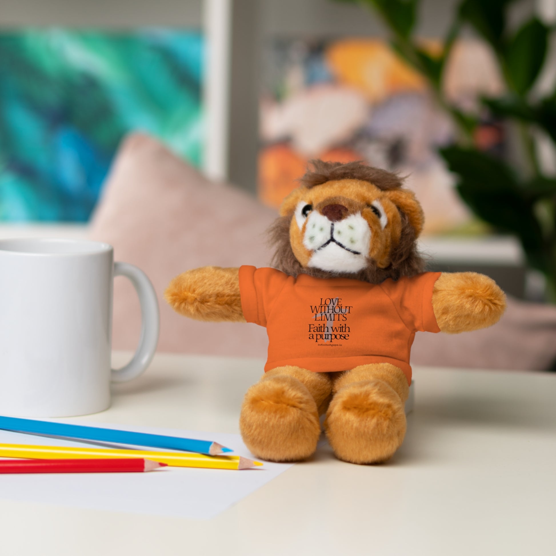 Stuffed Animal Toy with Inspirational Tee, Cuddle Buddy Gift, Faithful Teddy Bear, Nursery Decor, Children’s Adventure Companion