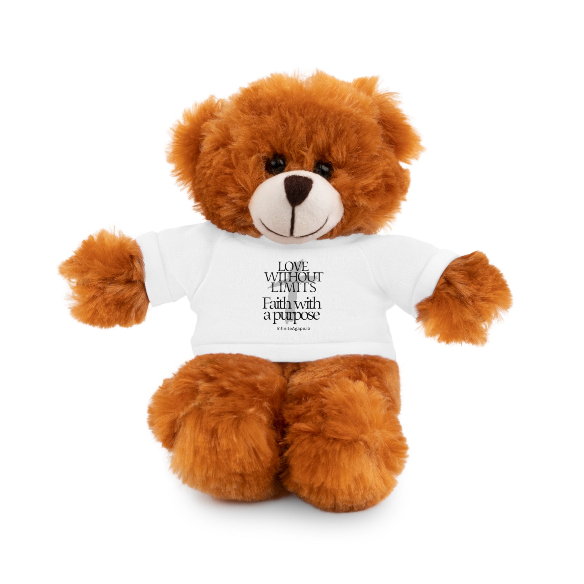 Stuffed Animal Toy with Inspirational Tee, Cuddle Buddy Gift, Faithful Teddy Bear, Nursery Decor, Children’s Adventure Companion