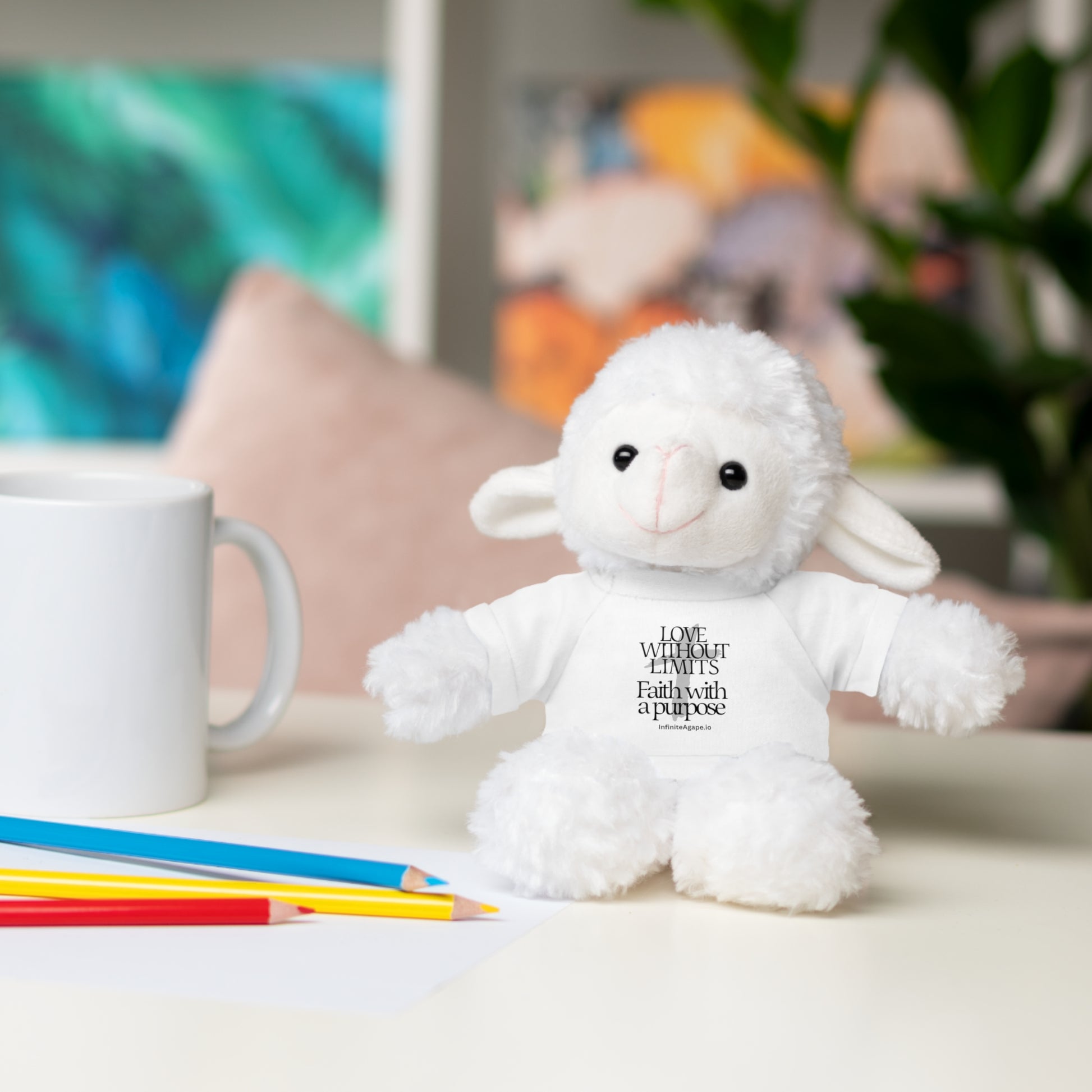 Stuffed Animal Toy with Inspirational Tee, Cuddle Buddy Gift, Faithful Teddy Bear, Nursery Decor, Children’s Adventure Companion