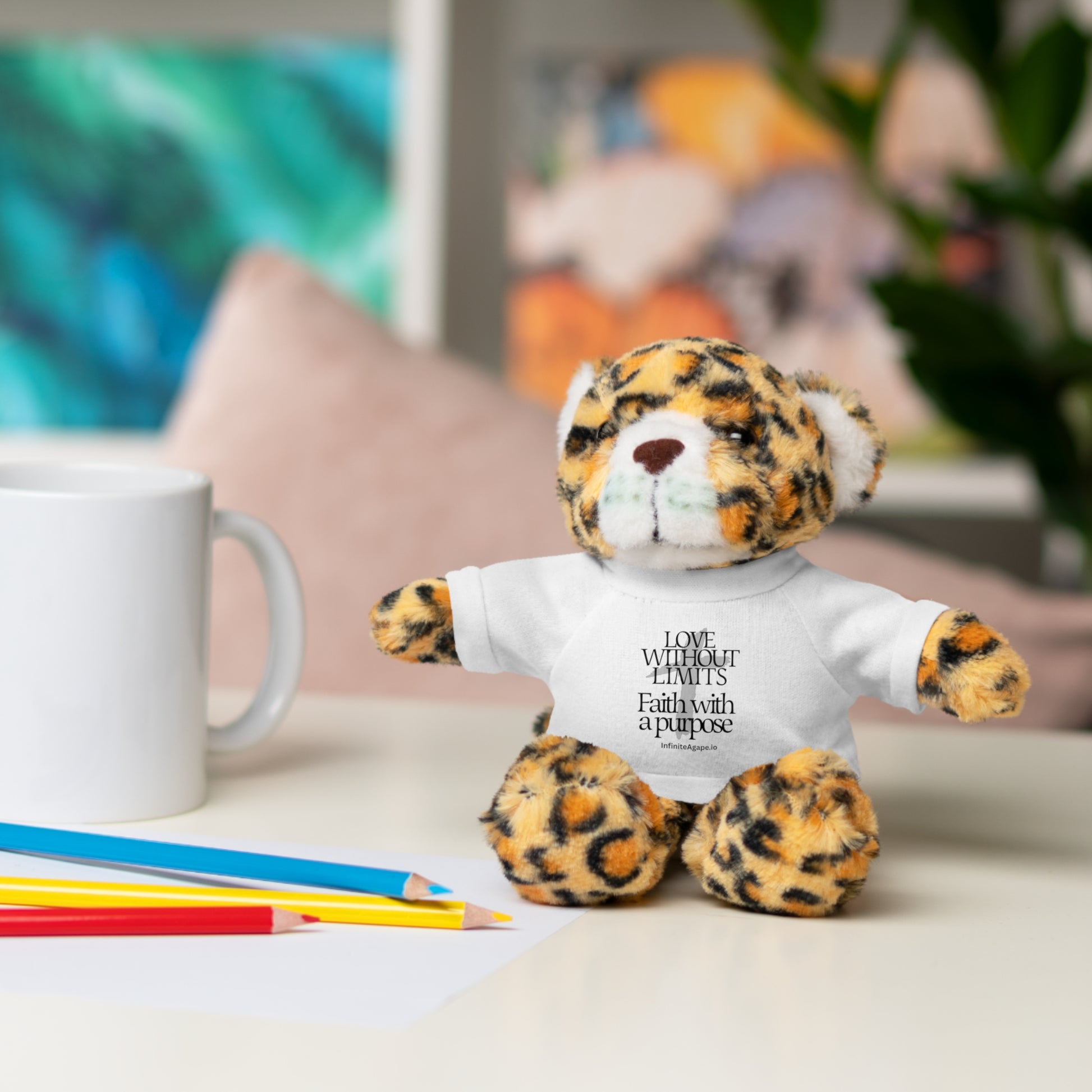 Stuffed Animal Toy with Inspirational Tee, Cuddle Buddy Gift, Faithful Teddy Bear, Nursery Decor, Children’s Adventure Companion