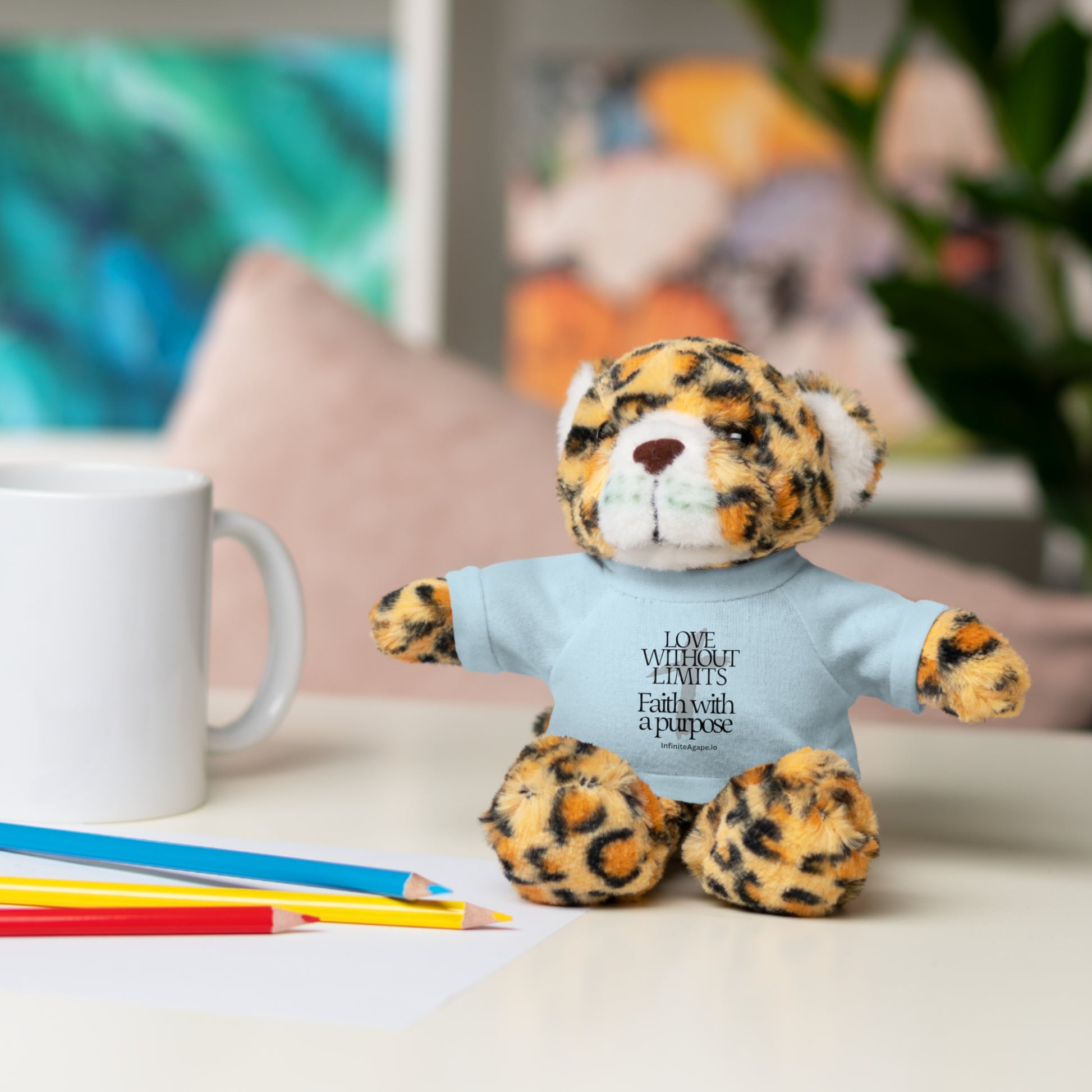 Stuffed Animal Toy with Inspirational Tee, Cuddle Buddy Gift, Faithful Teddy Bear, Nursery Decor, Children’s Adventure Companion