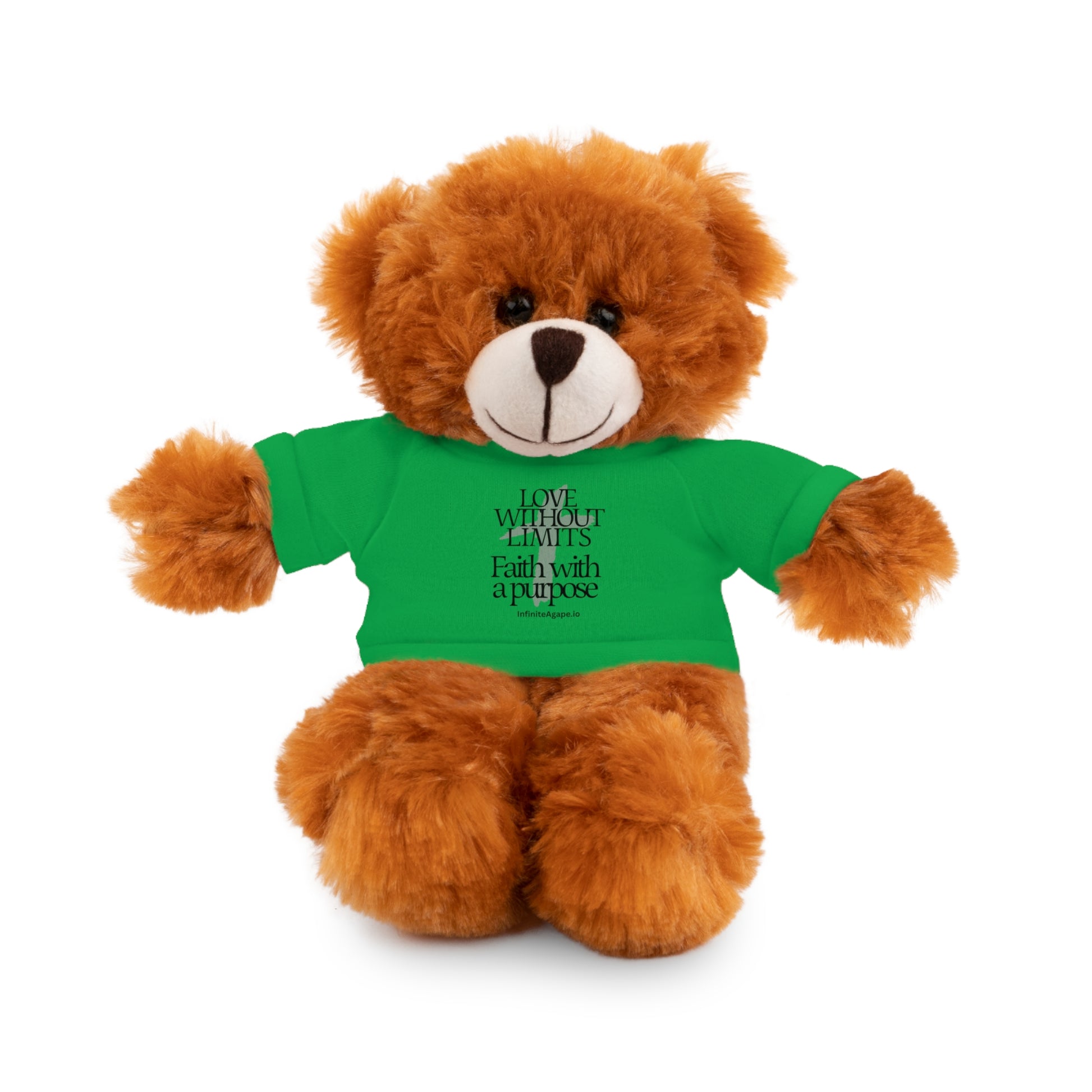 Stuffed Animal Toy with Inspirational Tee, Cuddle Buddy Gift, Faithful Teddy Bear, Nursery Decor, Children’s Adventure Companion