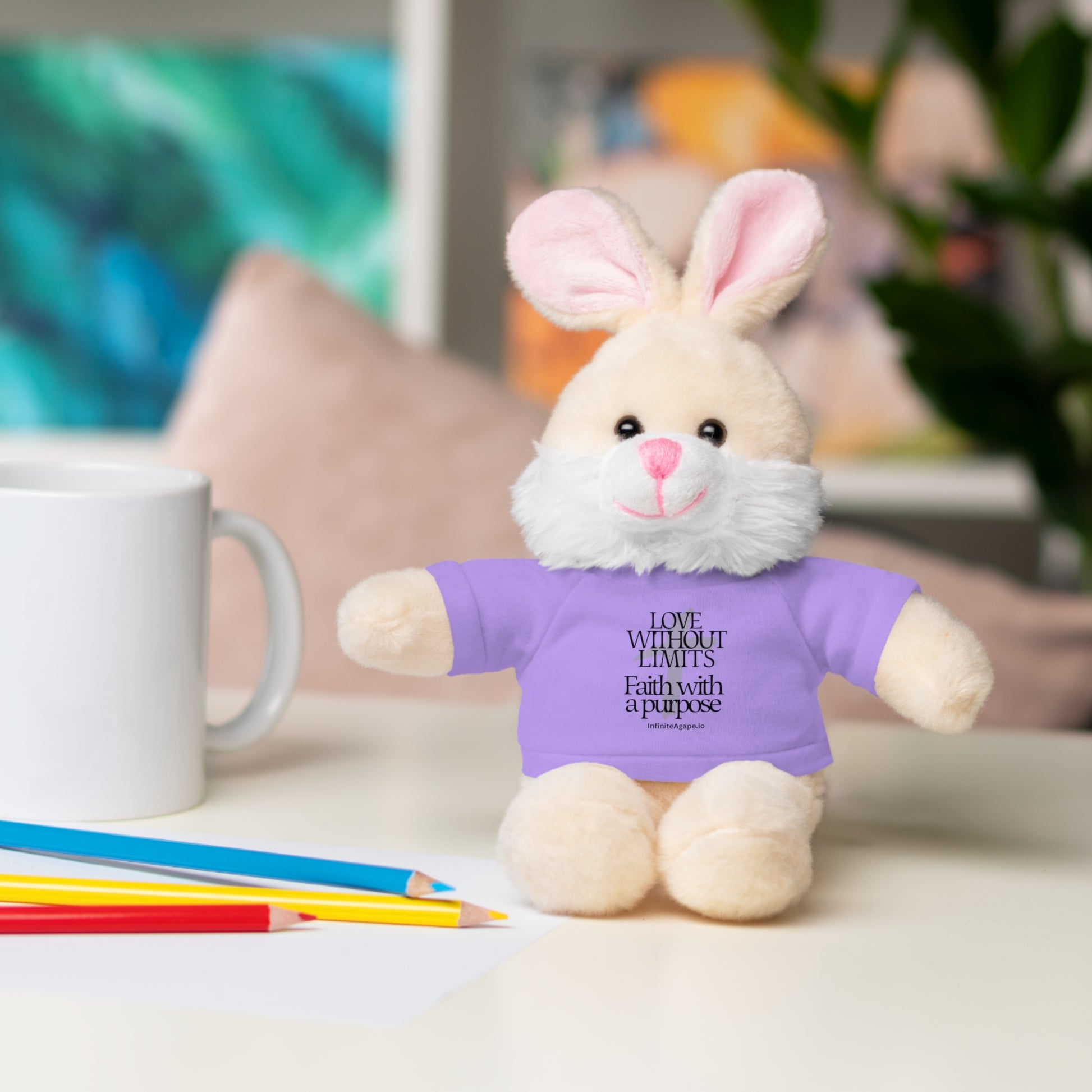 Stuffed Animal Toy with Inspirational Tee, Cuddle Buddy Gift, Faithful Teddy Bear, Nursery Decor, Children’s Adventure Companion