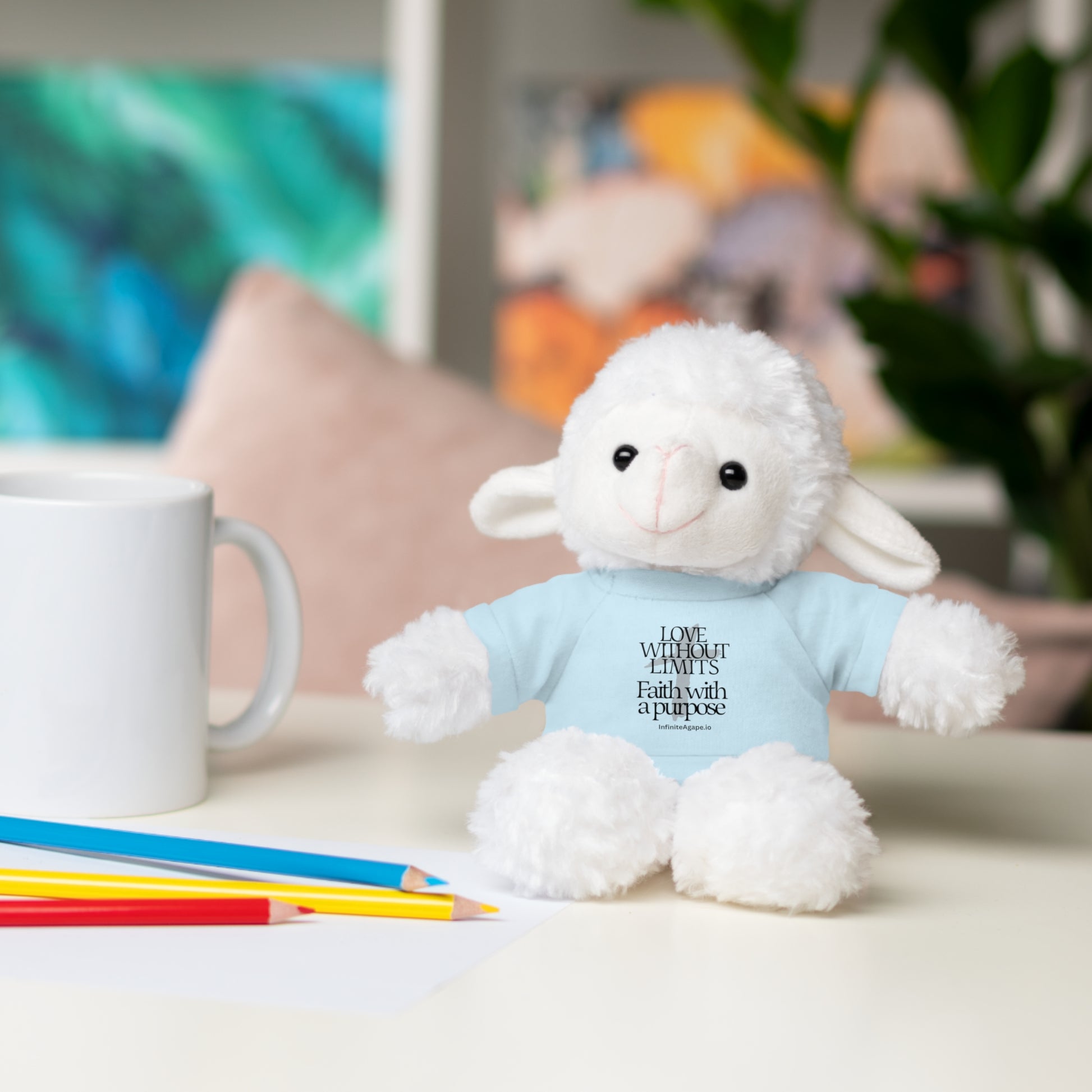 Stuffed Animal Toy with Inspirational Tee, Cuddle Buddy Gift, Faithful Teddy Bear, Nursery Decor, Children’s Adventure Companion