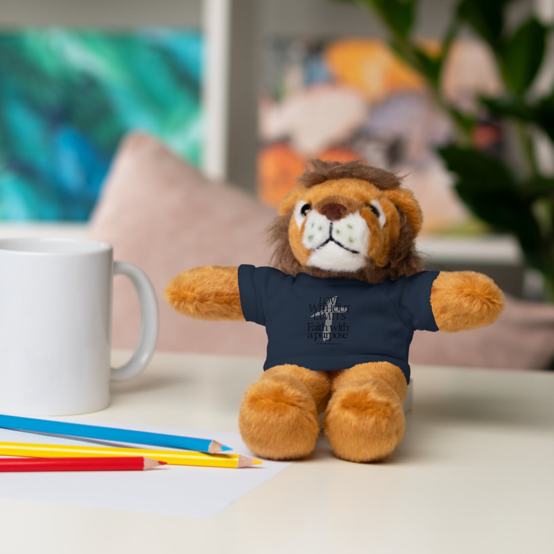Stuffed Animal Toy with Inspirational Tee, Cuddle Buddy Gift, Faithful Teddy Bear, Nursery Decor, Children’s Adventure Companion
