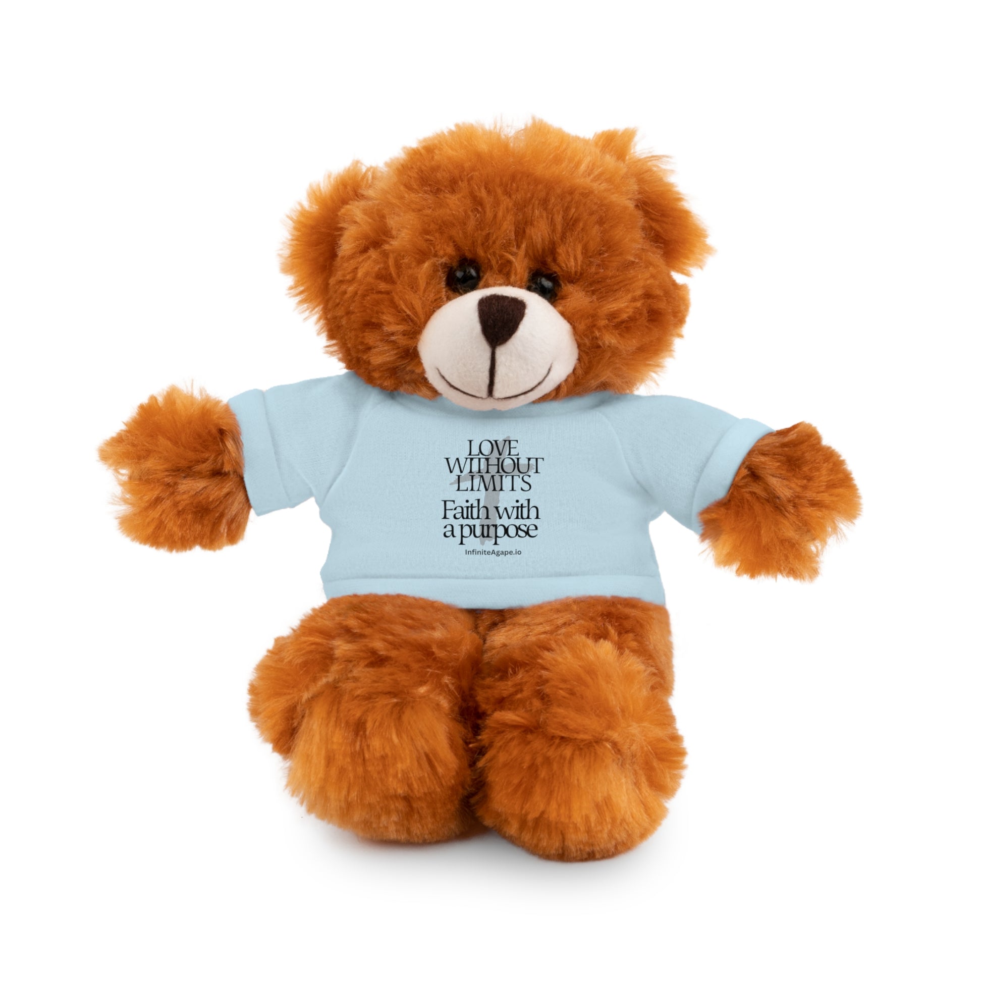 Stuffed Animal Toy with Inspirational Tee, Cuddle Buddy Gift, Faithful Teddy Bear, Nursery Decor, Children’s Adventure Companion