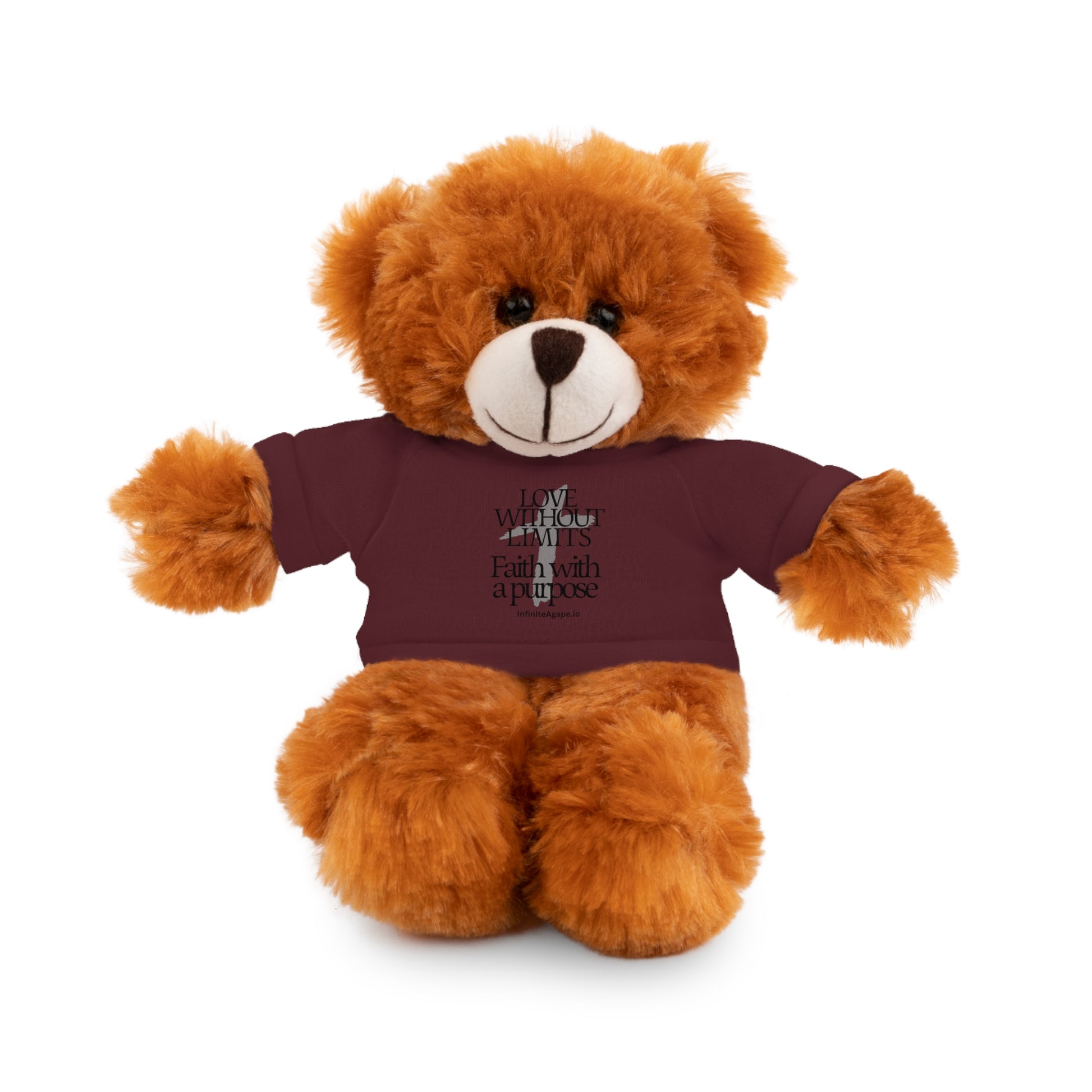 Stuffed Animal Toy with Inspirational Tee, Cuddle Buddy Gift, Faithful Teddy Bear, Nursery Decor, Children’s Adventure Companion