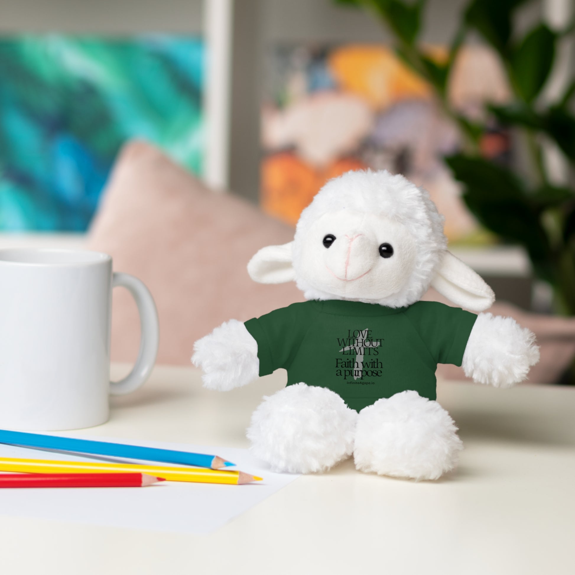 Stuffed Animal Toy with Inspirational Tee, Cuddle Buddy Gift, Faithful Teddy Bear, Nursery Decor, Children’s Adventure Companion