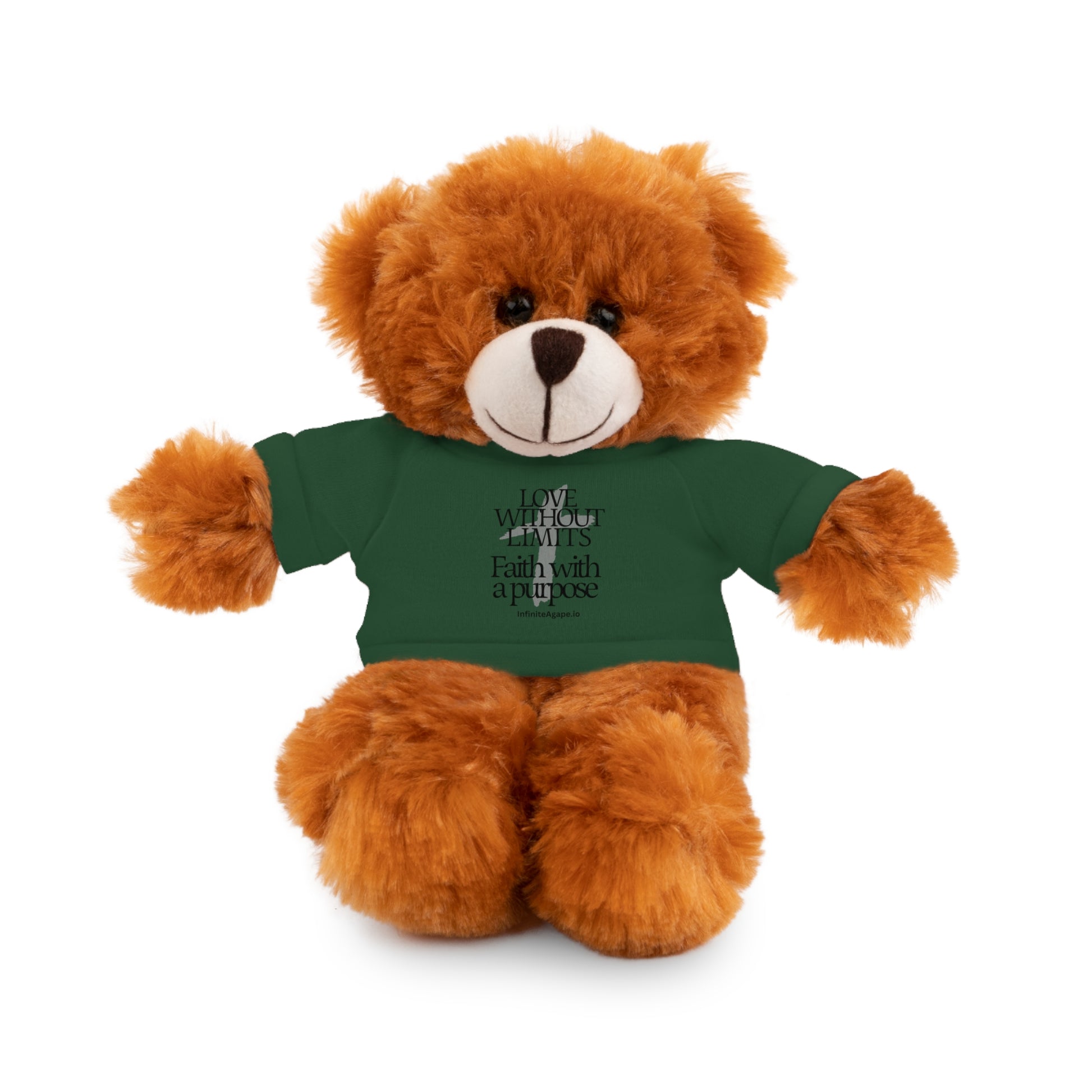 Stuffed Animal Toy with Inspirational Tee, Cuddle Buddy Gift, Faithful Teddy Bear, Nursery Decor, Children’s Adventure Companion
