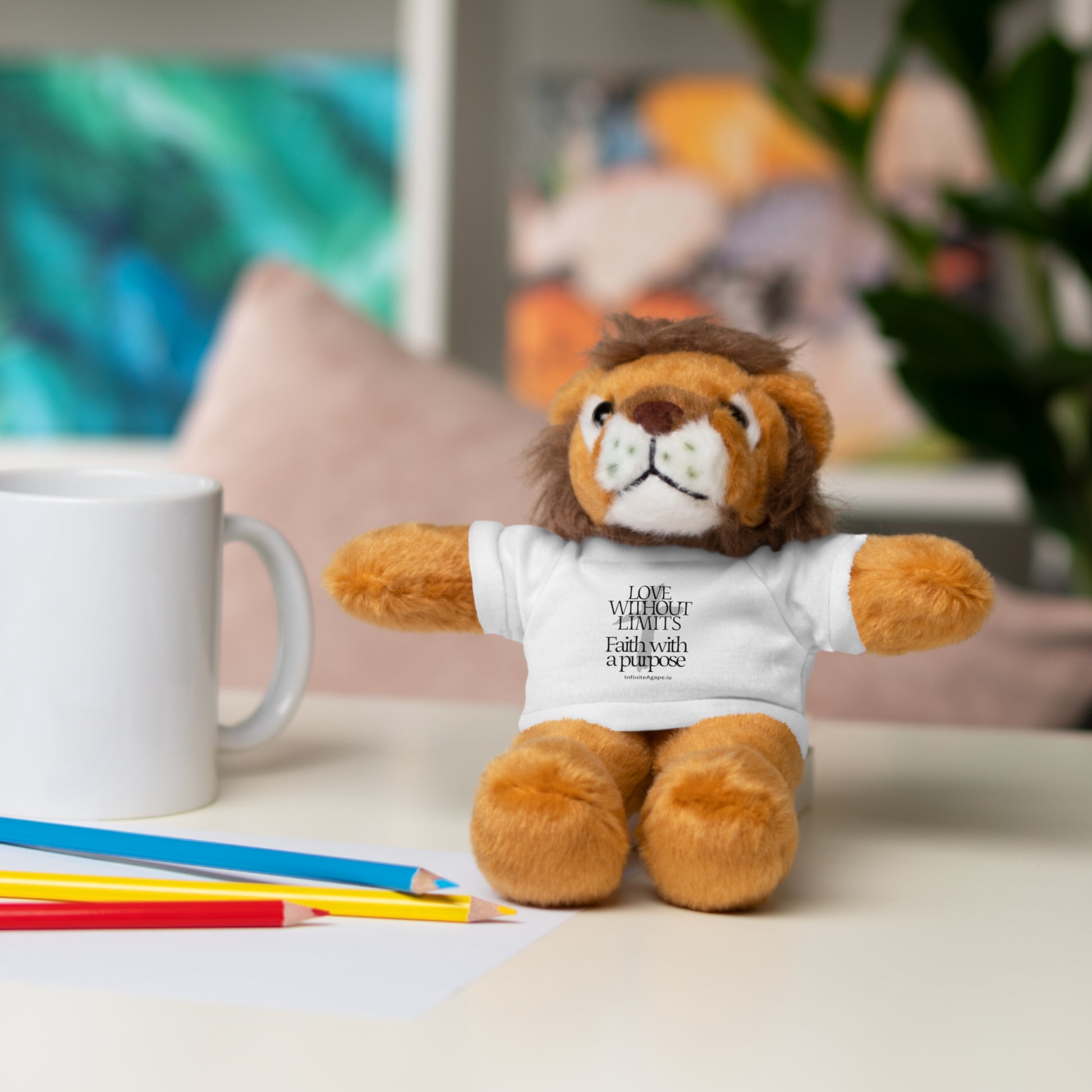 Stuffed Animal Toy with Inspirational Tee, Cuddle Buddy Gift, Faithful Teddy Bear, Nursery Decor, Children’s Adventure Companion