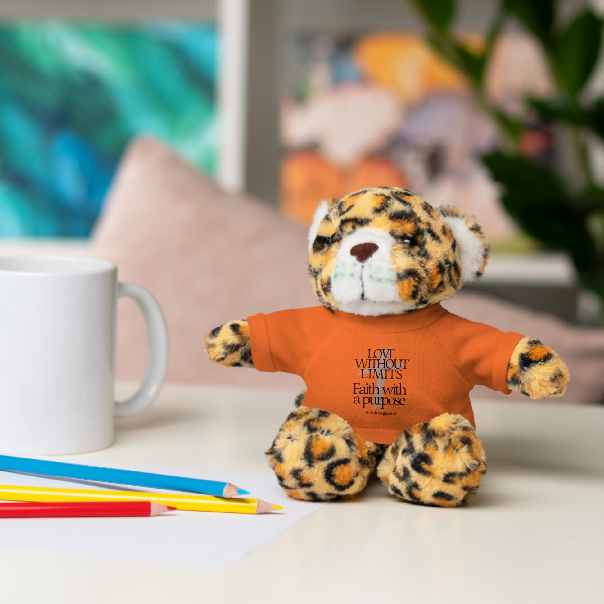 Stuffed Animal Toy with Inspirational Tee, Cuddle Buddy Gift, Faithful Teddy Bear, Nursery Decor, Children’s Adventure Companion
