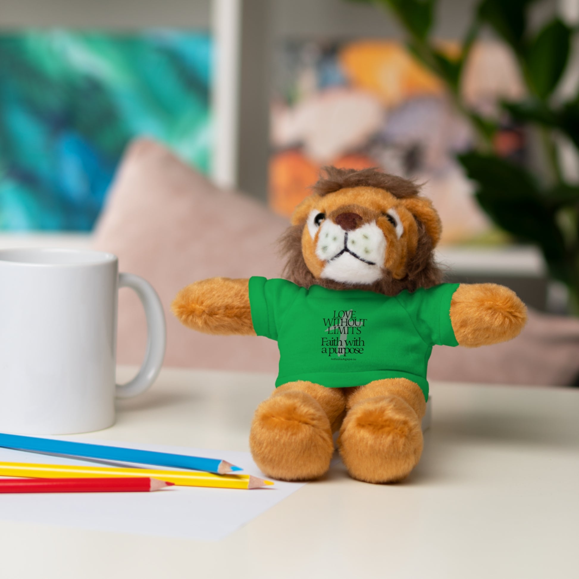 Stuffed Animal Toy with Inspirational Tee, Cuddle Buddy Gift, Faithful Teddy Bear, Nursery Decor, Children’s Adventure Companion