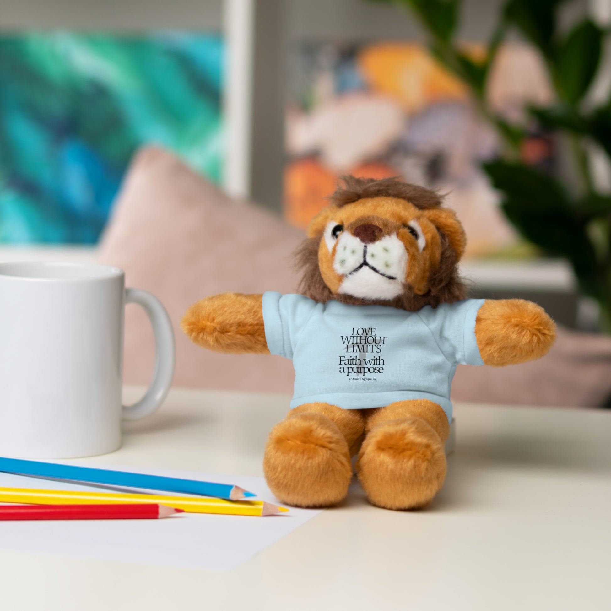Stuffed Animal Toy with Inspirational Tee, Cuddle Buddy Gift, Faithful Teddy Bear, Nursery Decor, Children’s Adventure Companion