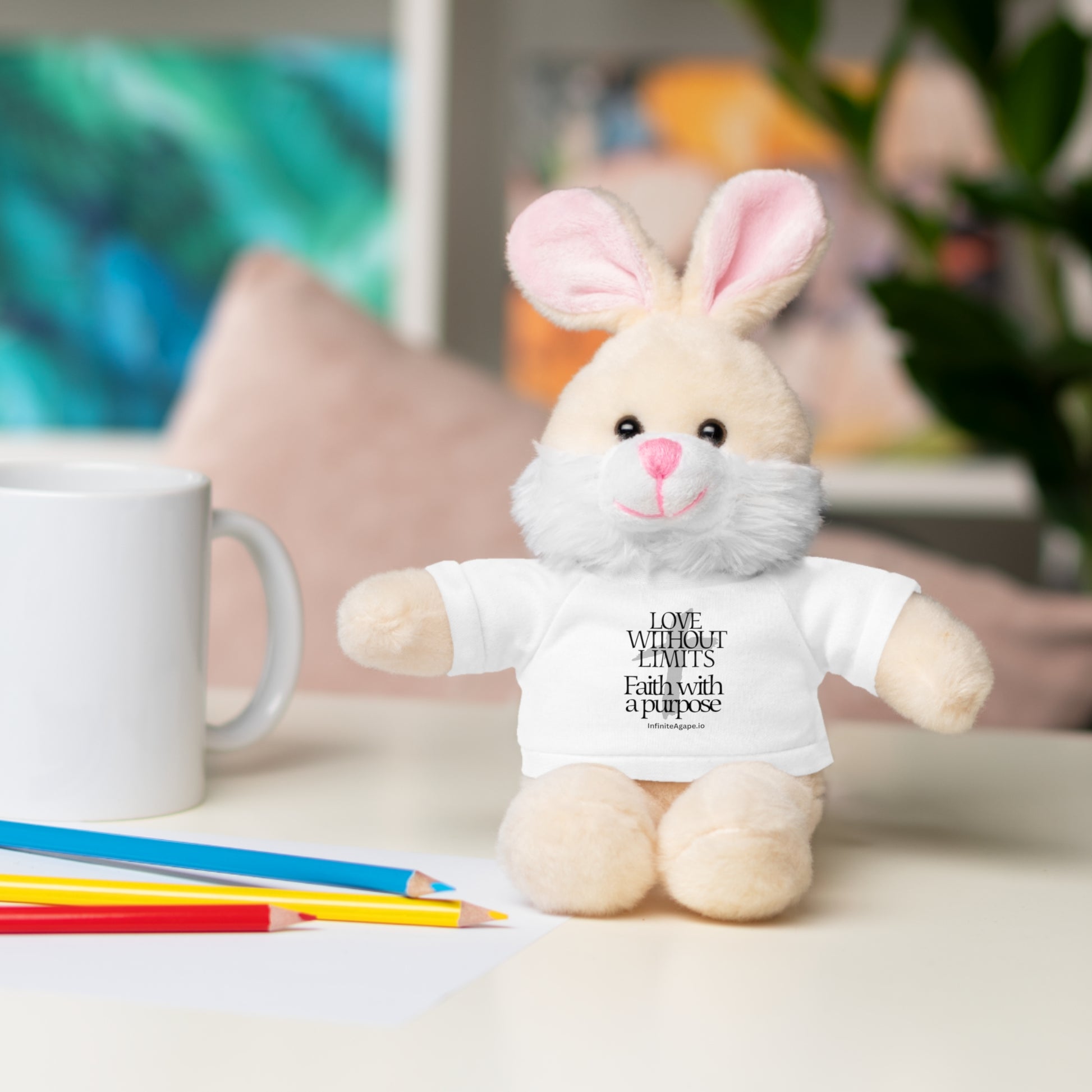 Stuffed Animal Toy with Inspirational Tee, Cuddle Buddy Gift, Faithful Teddy Bear, Nursery Decor, Children’s Adventure Companion