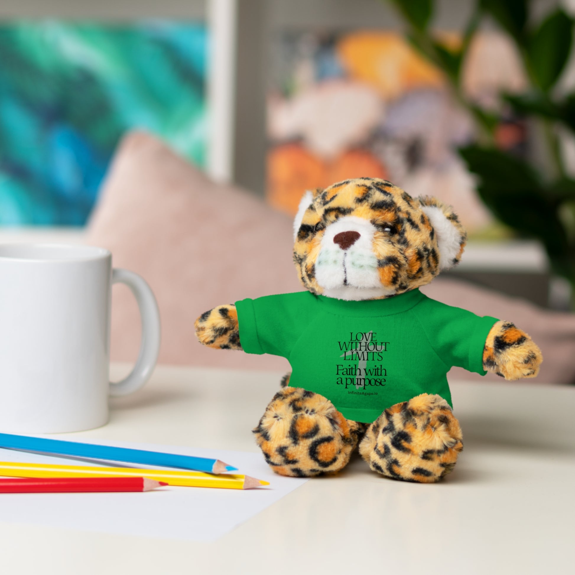 Stuffed Animal Toy with Inspirational Tee, Cuddle Buddy Gift, Faithful Teddy Bear, Nursery Decor, Children’s Adventure Companion