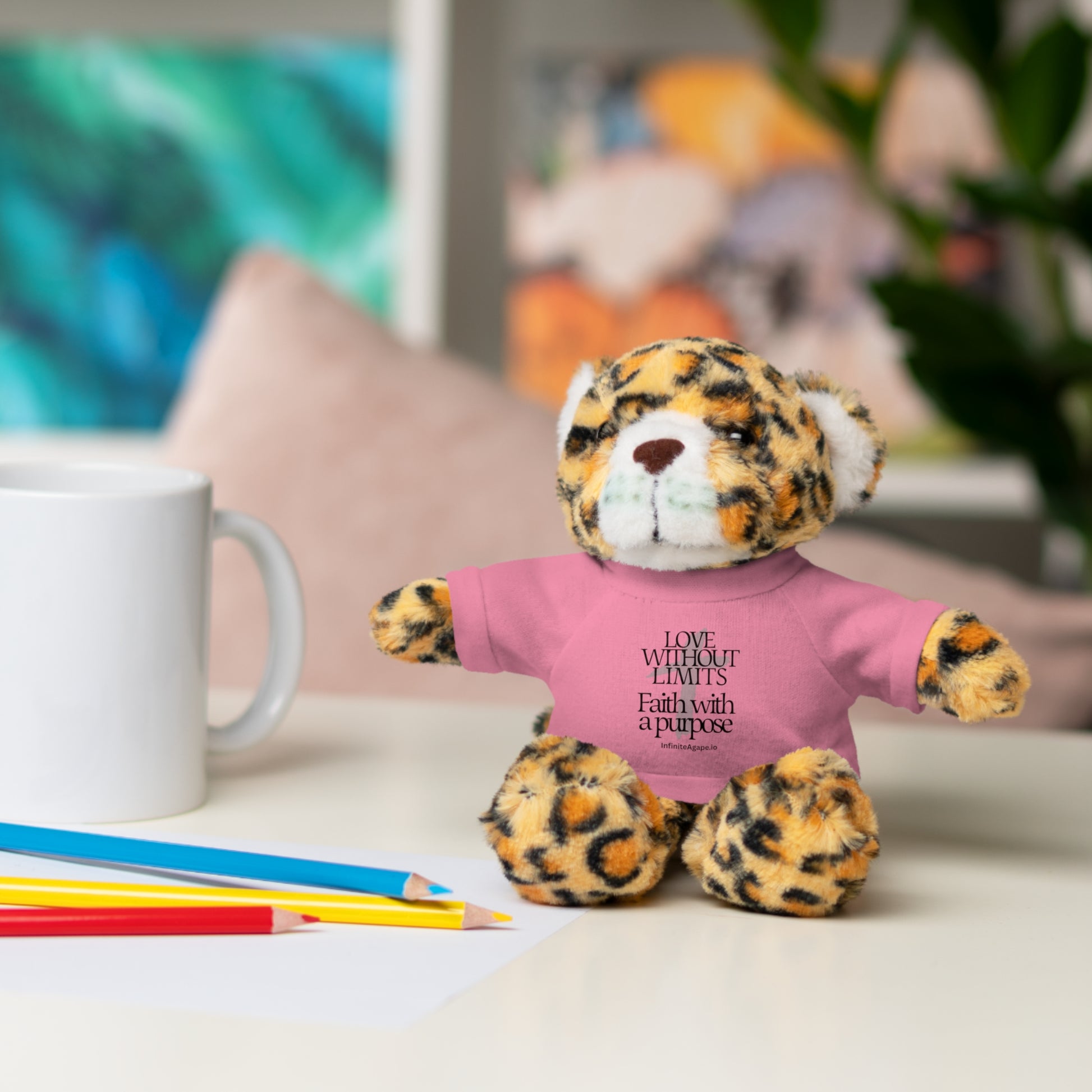 Stuffed Animal Toy with Inspirational Tee, Cuddle Buddy Gift, Faithful Teddy Bear, Nursery Decor, Children’s Adventure Companion