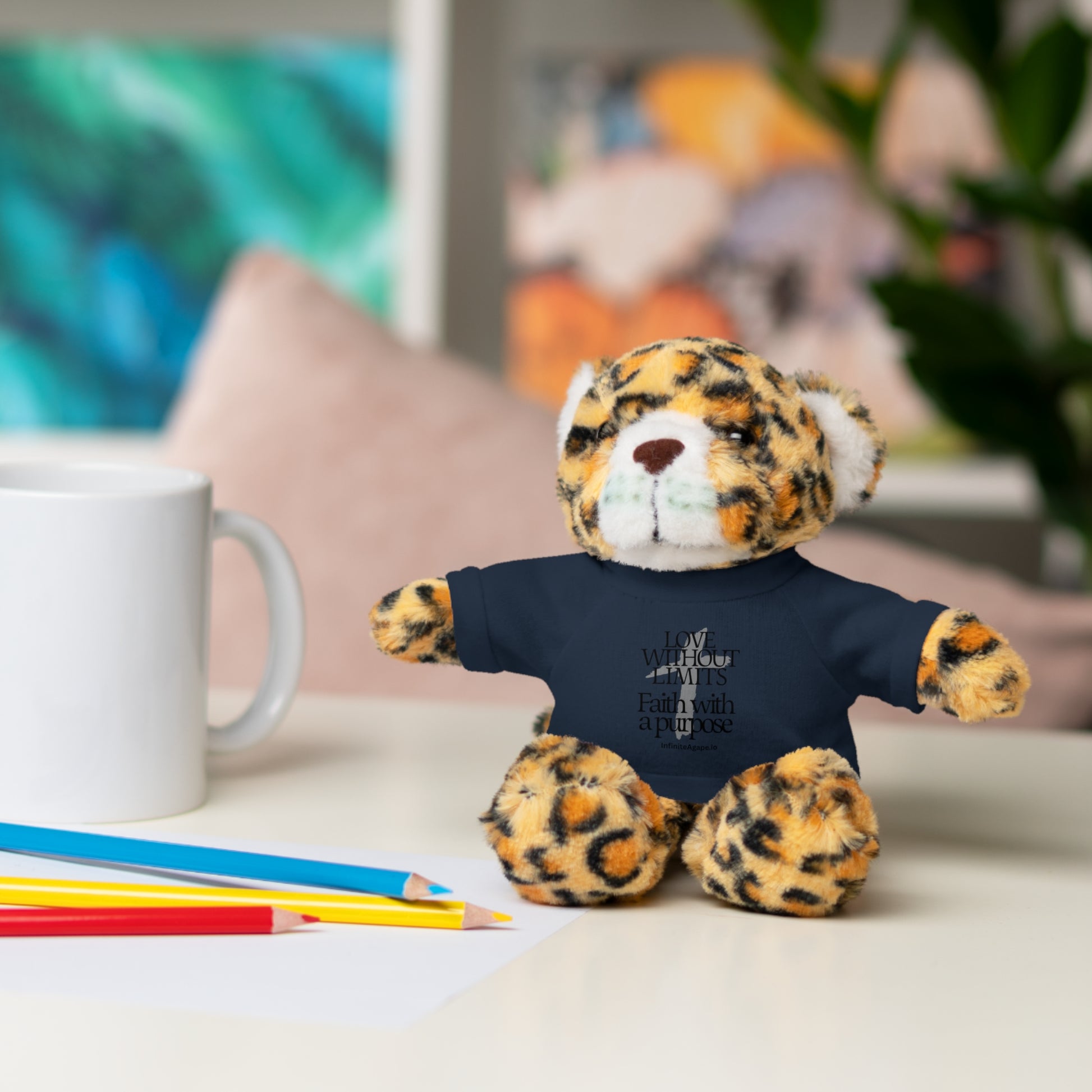 Stuffed Animal Toy with Inspirational Tee, Cuddle Buddy Gift, Faithful Teddy Bear, Nursery Decor, Children’s Adventure Companion