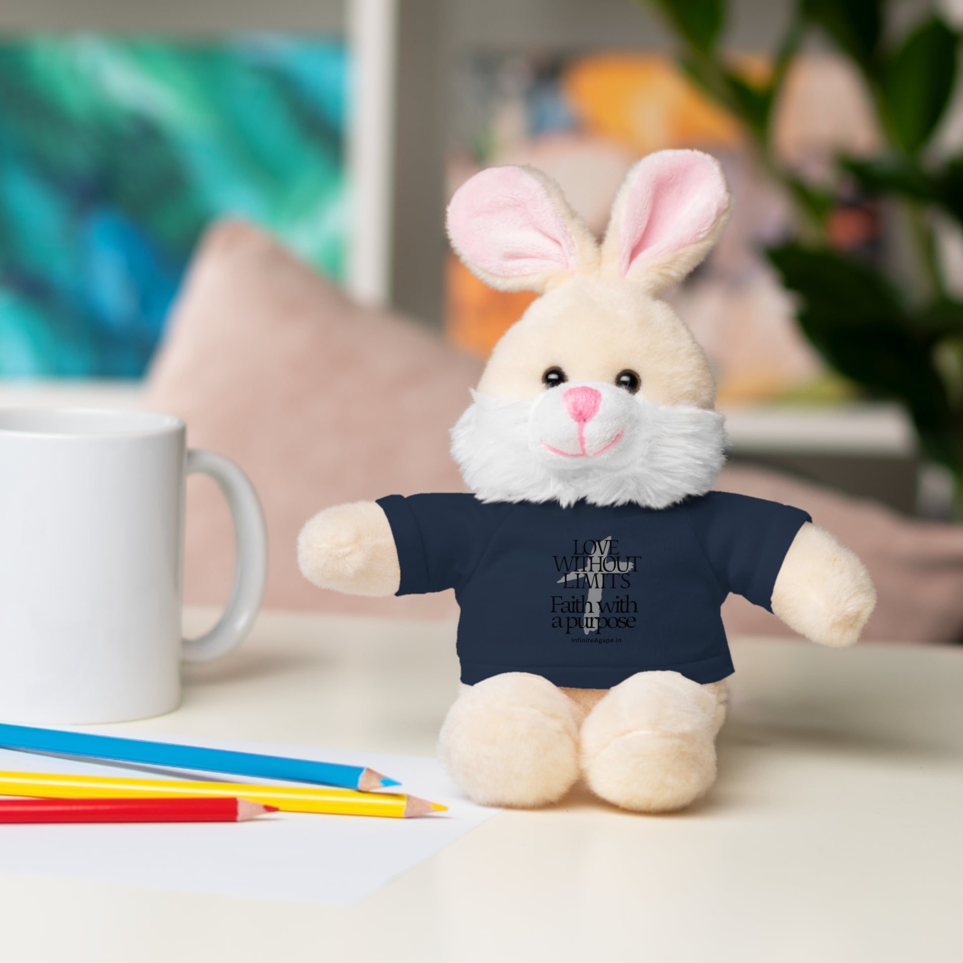 Stuffed Animal Toy with Inspirational Tee, Cuddle Buddy Gift, Faithful Teddy Bear, Nursery Decor, Children’s Adventure Companion