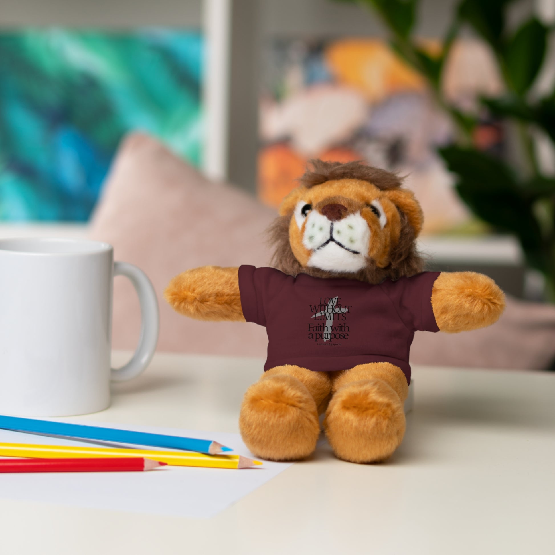 Stuffed Animal Toy with Inspirational Tee, Cuddle Buddy Gift, Faithful Teddy Bear, Nursery Decor, Children’s Adventure Companion