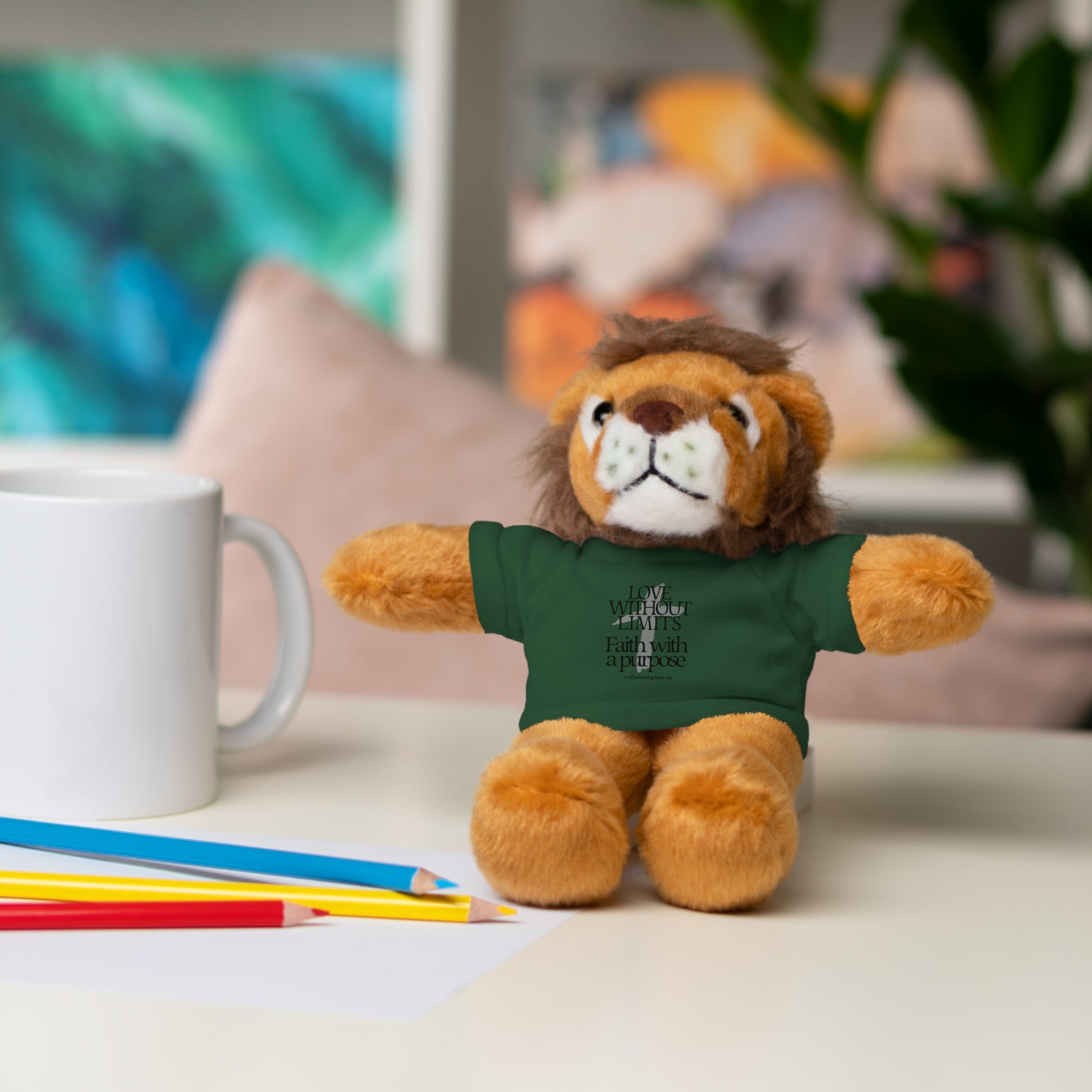 Stuffed Animal Toy with Inspirational Tee, Cuddle Buddy Gift, Faithful Teddy Bear, Nursery Decor, Children’s Adventure Companion