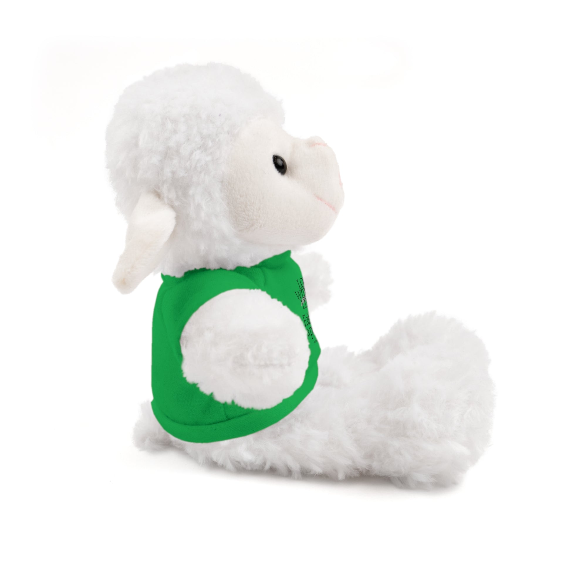 Stuffed Animal Toy with Inspirational Tee, Cuddle Buddy Gift, Faithful Teddy Bear, Nursery Decor, Children’s Adventure Companion
