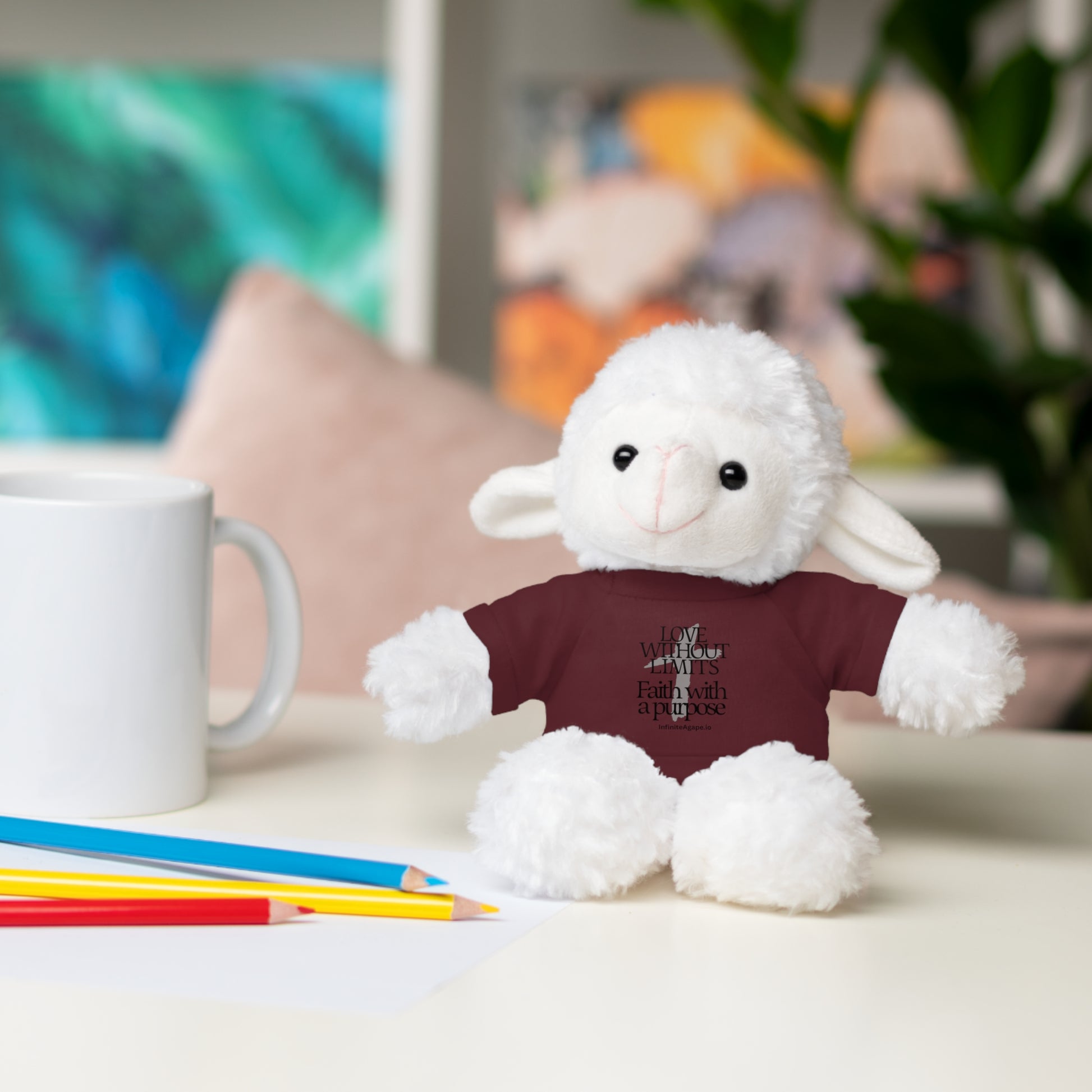 Stuffed Animal Toy with Inspirational Tee, Cuddle Buddy Gift, Faithful Teddy Bear, Nursery Decor, Children’s Adventure Companion