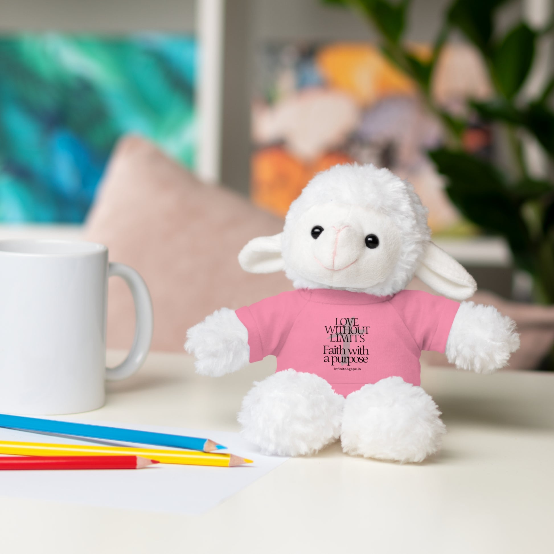 Stuffed Animal Toy with Inspirational Tee, Cuddle Buddy Gift, Faithful Teddy Bear, Nursery Decor, Children’s Adventure Companion