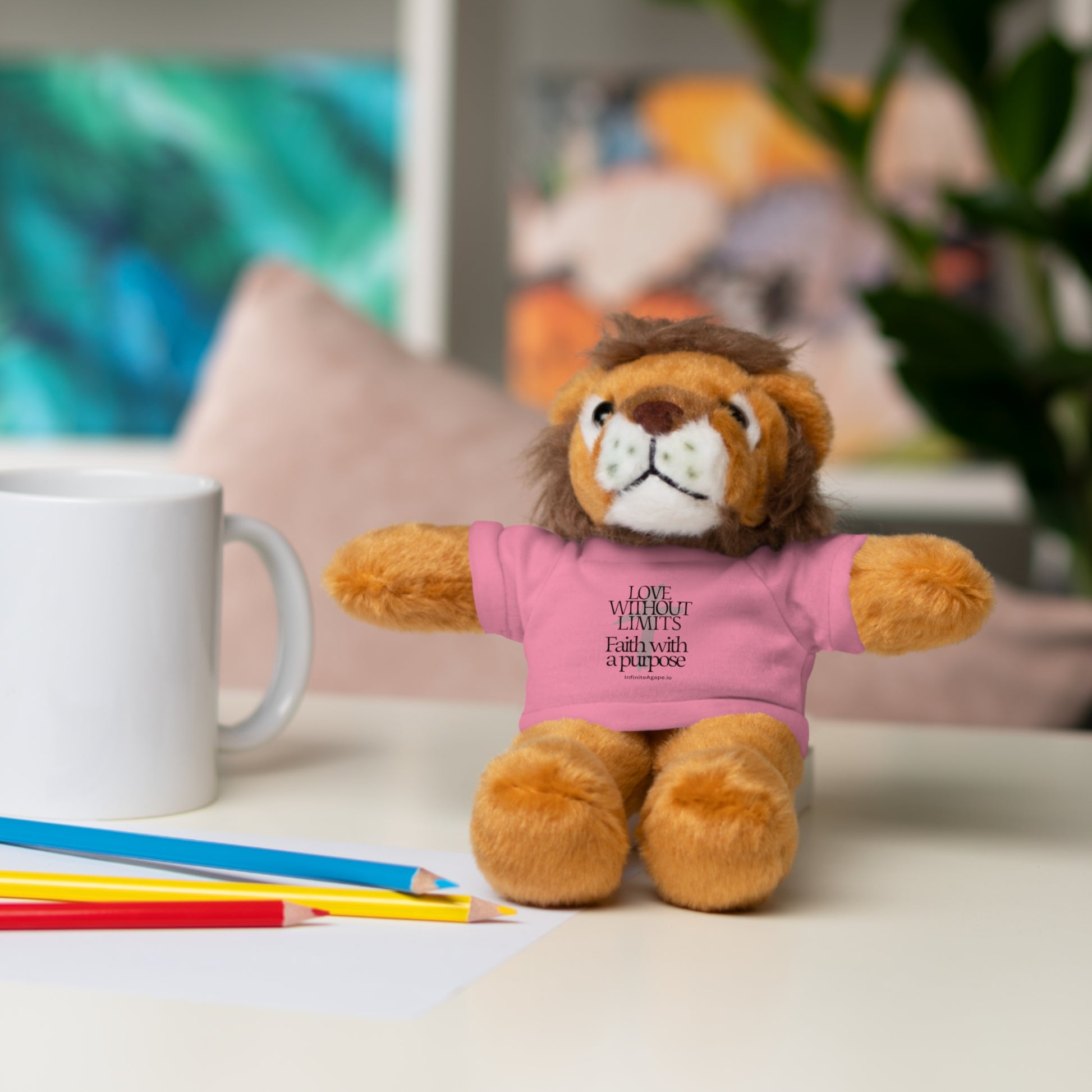 Stuffed Animal Toy with Inspirational Tee, Cuddle Buddy Gift, Faithful Teddy Bear, Nursery Decor, Children’s Adventure Companion