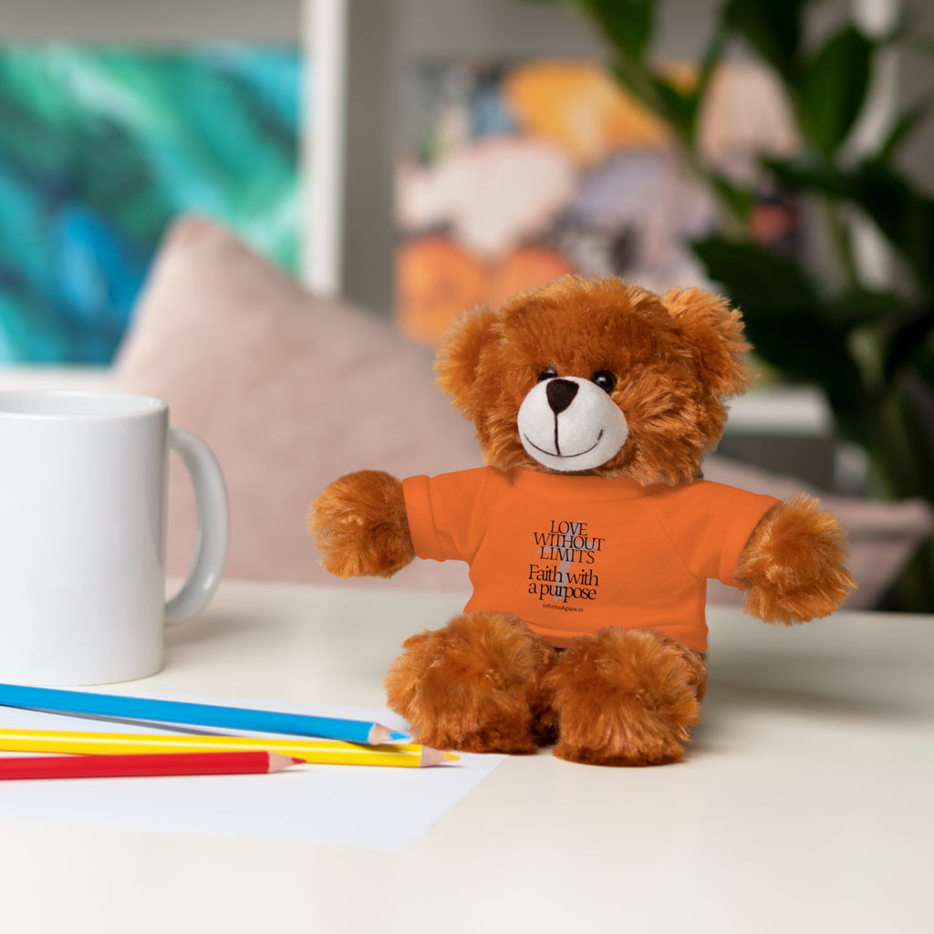 Stuffed Animal Toy with Inspirational Tee, Cuddle Buddy Gift, Faithful Teddy Bear, Nursery Decor, Children’s Adventure Companion